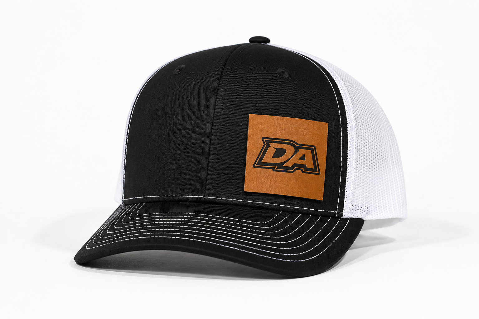 DA Leather Patch Richardson 112 Trucker Hat - Black/White